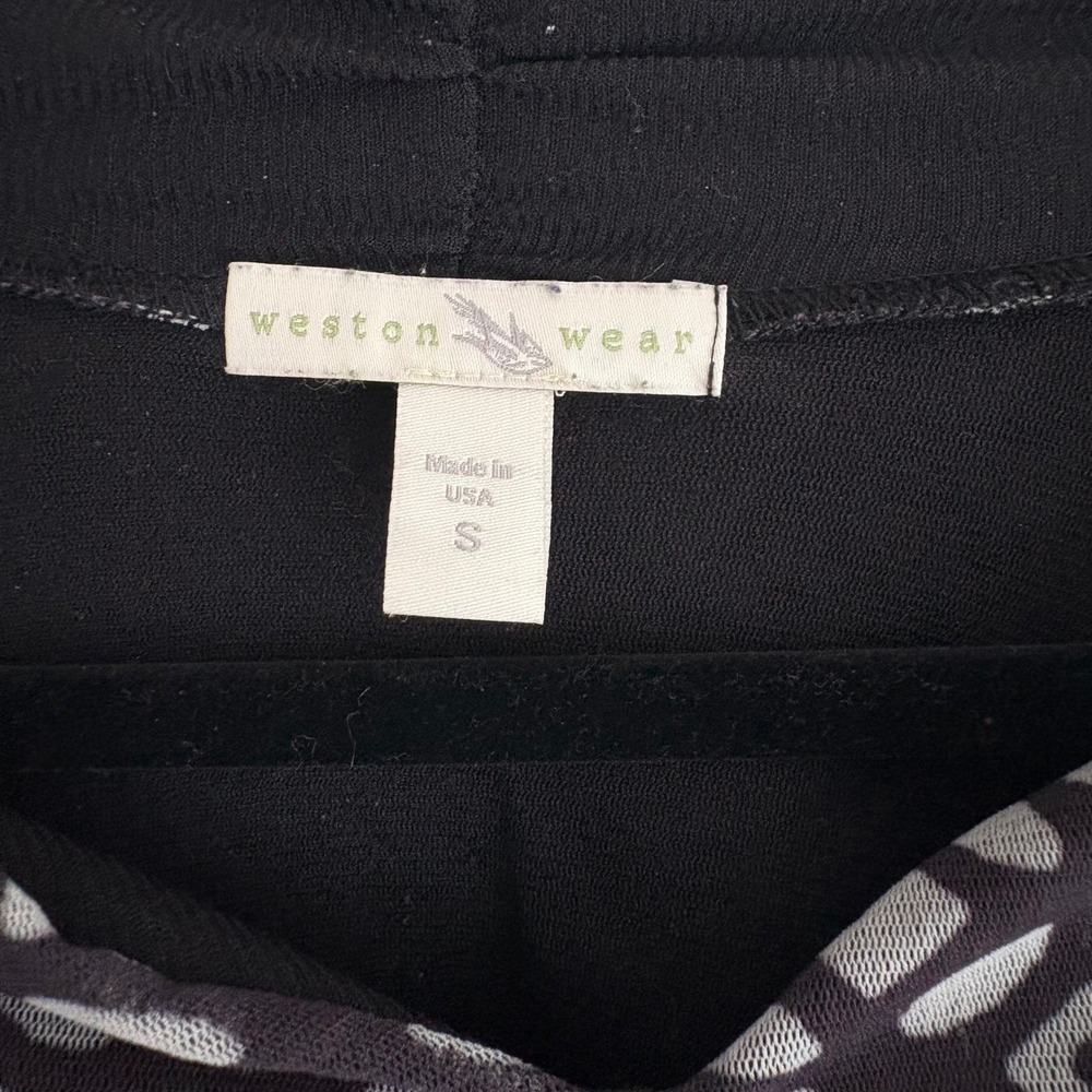 Weston Wear Long Sleeve Top Mesh Black Geometric Print Fitted Tee Small - Picture 6 of 9
